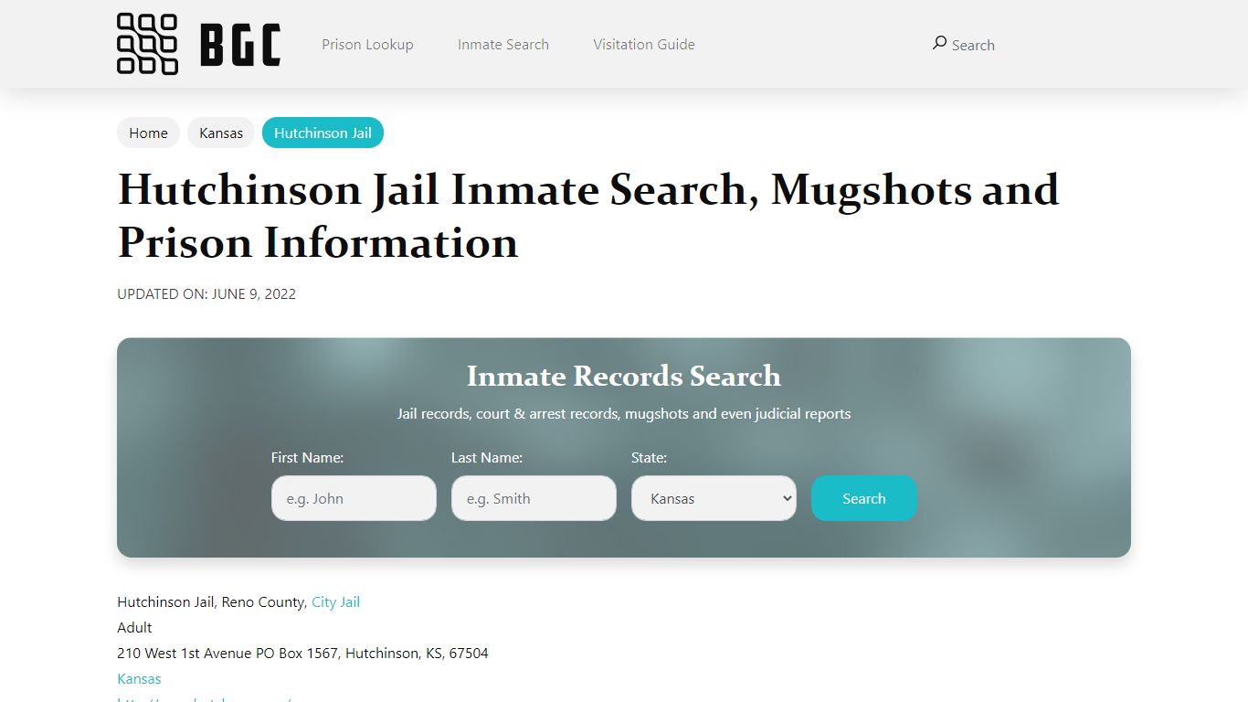 Hutchinson Jail Inmate Search, Mugshots, Visitation, Phone ...