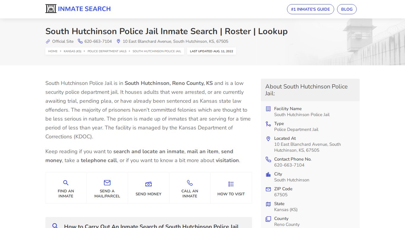 South Hutchinson Police Jail Inmate Search | Roster | Lookup